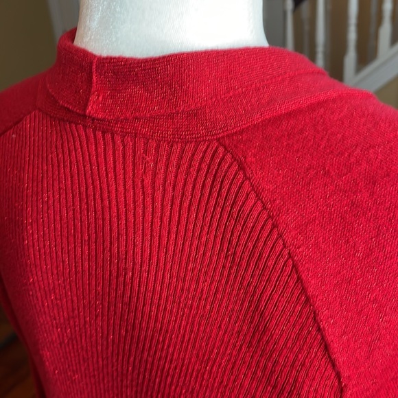 ❌ SOLD Holiday Sparkle Red Metallic Apt 9 Open Front Cardigan Peplum Waist, L - Picture 4 of 7